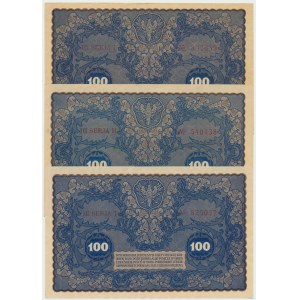 II RP, Zestaw 100 marek 1919 (3 egz)