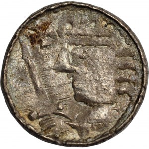 Bolesław II Śmiały (1058-80), Kraków, denar królewski, KRZYŻ przy głowie - RZADKOŚĆ