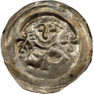 Henryk II Pobożny (1238-41) / Bolesław I Łysy (1237-78), Wrocław, brakteat - RZADKOŚĆ