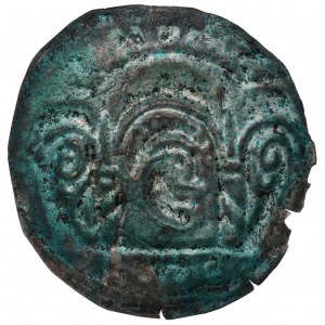 Bolesław Wysoki (1163-1201) / Henryk I Brodaty (1201-1238), brakteat, Wrocław, głowa w arkadzie - RZADKOŚĆ