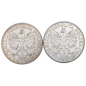 II RP, Zestaw 10 złotych 1932-33 Głowa kobiety