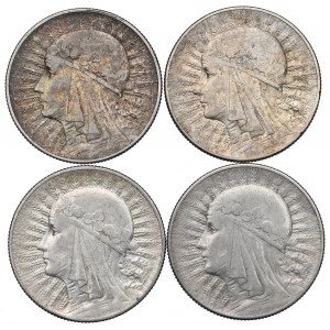 II RP, Zestaw 5 złotych 1933 Głowa kobiety