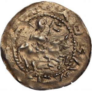 Mieszko I Plątonogi (1177-1211), Racibórz, denar, książę na KONIU - WYŚMIENITY