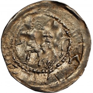 Mieszko I Plątonogi (1177-1211), Racibórz, denar, książę na KONIU - WYŚMIENITY
