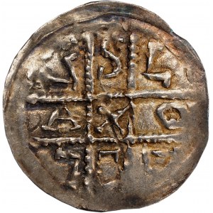 Mieszko I Plątonogi (1177-1211), Wrocław/Racibórz, denar, dwie postacie - PIĘKNY