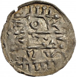 Bolesław IV Kędzierzawy (1146-73), Kraków, denar, cesarz na tronie - piękny