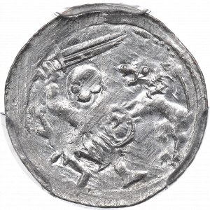 Władysław II Wygnaniec (1138-46), Kraków, denar, książę z PROPORCEM - RZADKOŚĆ