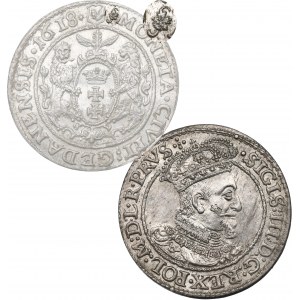 Zygmunt III Waza, Ort 1618, Gdańsk, liść KLONU - WYŚMIENITY