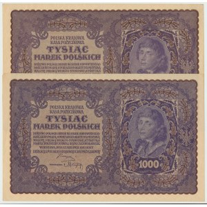 II RP, Zestaw 1000 marek polskich 1919 II SERJA C i I SERJA AG (2 egz)