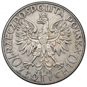 II Republic of Poland, 10 zlotych 1932, Women's Head, London