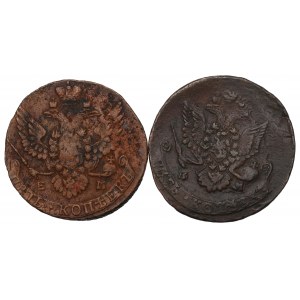 Rosja, Katarzyna II, Zestaw 5 kopiejek 1785-90