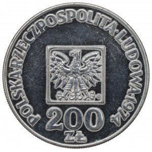 PRL, 200 złotych 1974 mapa - destrukt