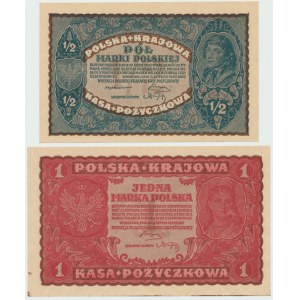 II RP, 1/2 marki polskiej 1920 i 1 marka 1919 - zestaw 2 egzemplarz