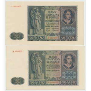 GG, 50 złotych 1941 A i B - zestaw 2 egzemplarze