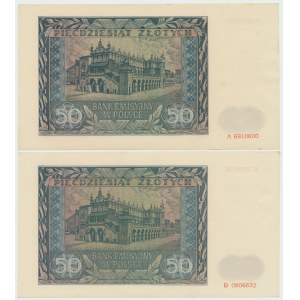 GG, 50 złotych 1941 A i B - zestaw 2 egzemplarze