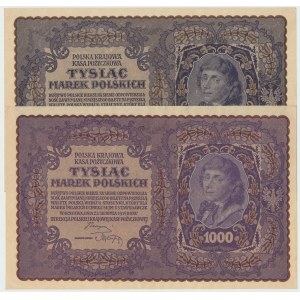 II RP, Zestaw 1000 marek polskich 1919 III SERJA K i I SERJA AC (2 egz)