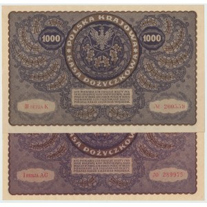 II RP, Zestaw 1000 marek polskich 1919 III SERJA K i I SERJA AC (2 egz)
