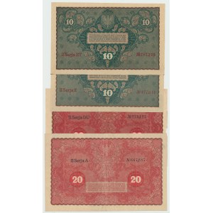 II RP, 10 i 20 marek polskich 1919 - Zestaw 4 egz.