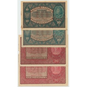II RP, 10 i 20 marek polskich 1919 - Zestaw 4 egz.