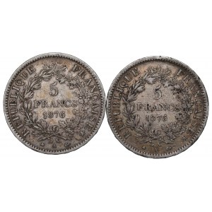 France, Lot of 5 francs 1875-76