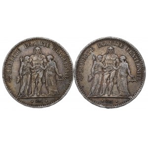 France, Lot of 5 francs 1875-76