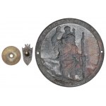 Zestaw miniatura Odznaki Grunwaldzkiej i plakieta ze św. Krzysztofem