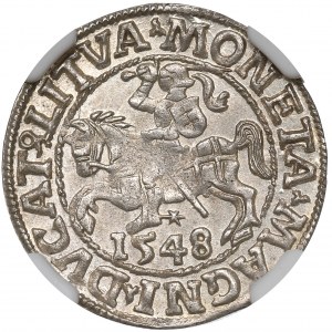 Sigismund II Augustus, Halfgroat 1548, Vilnius - LI/LITVA NGC MS63