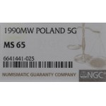 III RP, 5 groszy 1990 - NGC MS65