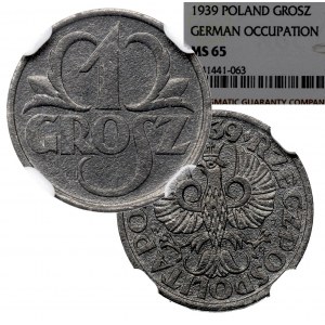 GG, 1 grosz 1939 - NGC MS65