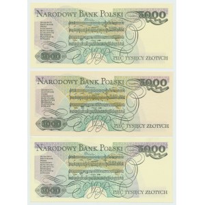 PRL, 5000 1982 AE, CB, DE - Zestaw 3 egz.