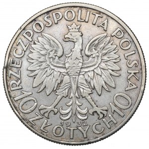 II Republic of Poland, 10 zlotych 1932, Women's Head, London