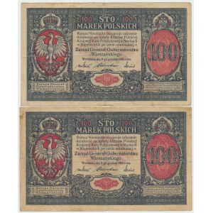 GG, 100 mkp 1916 Generał - Zestaw 2 egz.