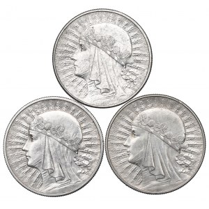 II RP, Zestaw 10 złotych 1932-33 Głowa kobiety