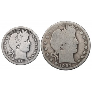 USA, Zestaw 1/4 dolara 1916 i 1/2 dolara 1907
