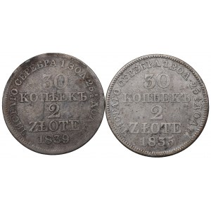 Poland under Russia, Lot of 30 kopeck=2 zloty 1835-39