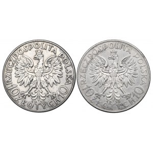 II RP, Zestaw 10 złotych 1932-33 Głowa kobiety