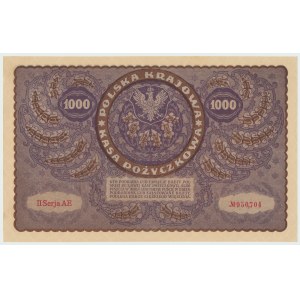 II RP, 1000 marek polskich 1919 II SERJA AE
