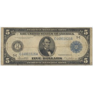 USA, 5 dolarów 1913, niebieska pieczęć