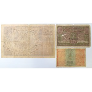 II RP, 2 - 1000 marek polskich 1919 - Zestaw 3 egz.