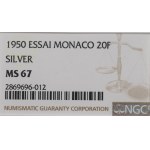 Monaco, 20 francs 1950 - ESSAI NGC MS67