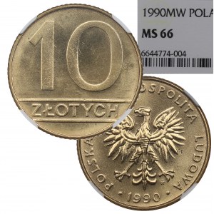 III RP, 10 złotych 1990 - NGC MS66