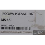 III RP, 10 złotych 1990 - NGC MS66