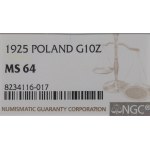 II Republic of Poland, 10 zloty 1925 - NGC MS64