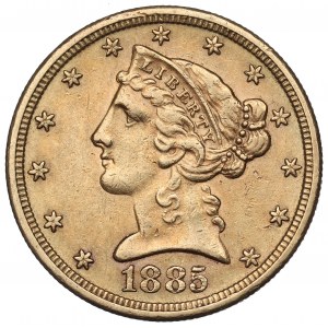 USA, 5 dollars 1885, San Francisco - Liberty