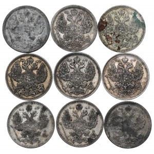 Russia, Nicholas II, lot of 20 kopecks 1904-15