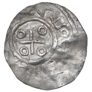 Bolesław I Chrobry, Wielkopolska, Denar typu REX (ok. 1015-1020) - jednostronny WIELKA RZADKOŚĆ