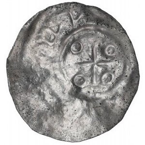 Bolesław I Chrobry, Wielkopolska, Denar typu REX (ok. 1015-1020) - jednostronny WIELKA RZADKOŚĆ
