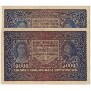 II RP, 5000 marek polskich 1920 - Zestaw 2 egz.