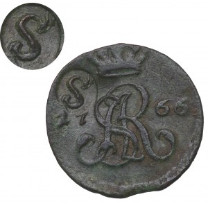 Stanislaw August Poniatowski, půlpenny 1766 - kontramarka rodiny Sapiehů nebo Sanguszků