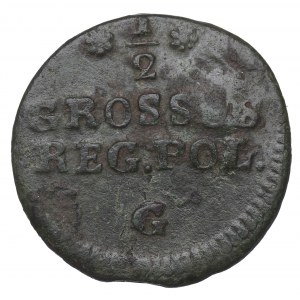 Stanislaw August Poniatowski, půlpenny 1766 - kontramarka rodiny Sapiehů nebo Sanguszků